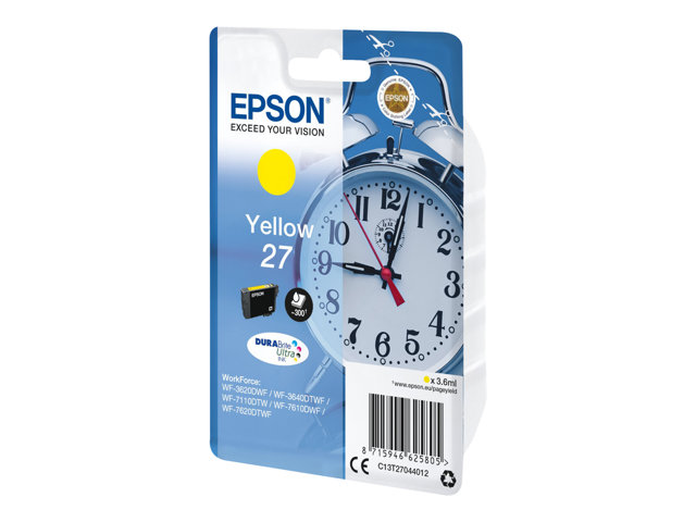 Epson 27 - 3.6 ml - yellow - original - ink cartridge - for WorkForce WF-3620, WF-3640, WF-7110, WF-7210, WF-7610, WF-7620, WF-7710, WF-7715, WF-7720