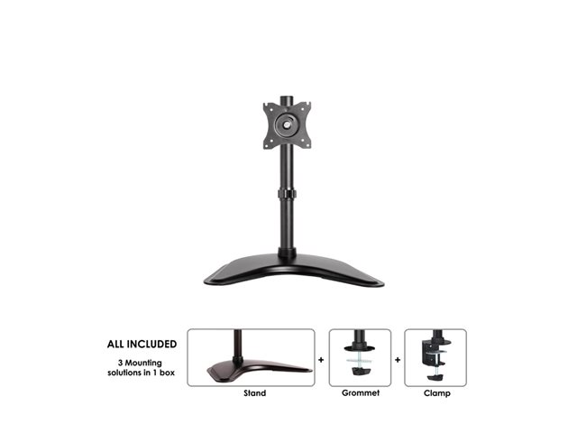 Neomounts NM-D335 - Stand - full-motion - for LCD display - black - screen size: 10\"-30\" - desktop stand, clamp mountable, grommet, desk-mountable