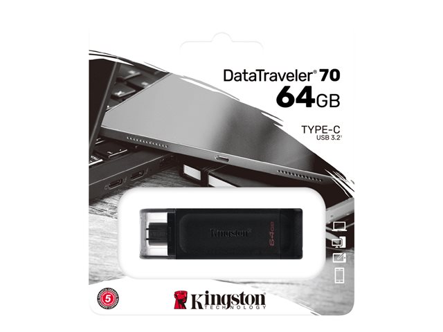 Kingston DataTraveler 70 - USB flash drive - 64 GB - USB-C 3.2 Gen 1