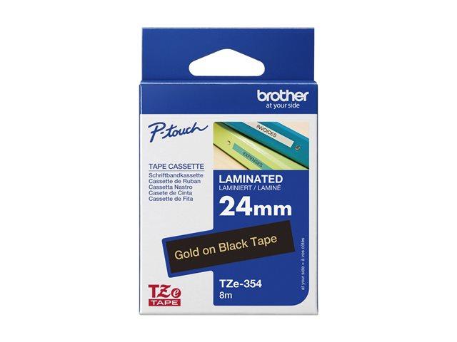 TZe354 - Gel. tape - goud op zwart - Rol (2.4 cm x 8 m) 1 rol(len) - voor P-Touch OA. PT-2430. 2700. 3600. 7500. 7600. 9700. 9800. D600. E500. E550. H500