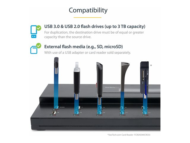 StarTech.com Standalone USB Duplicator - USB Duplicator and Eraser - USB 3.0, 2.0, 1.1 - 1:15 USB Flashdrive - USB Thumb Drive (USBDUPE115) - USB drive duplicator - 15 bays - TAA Compliant