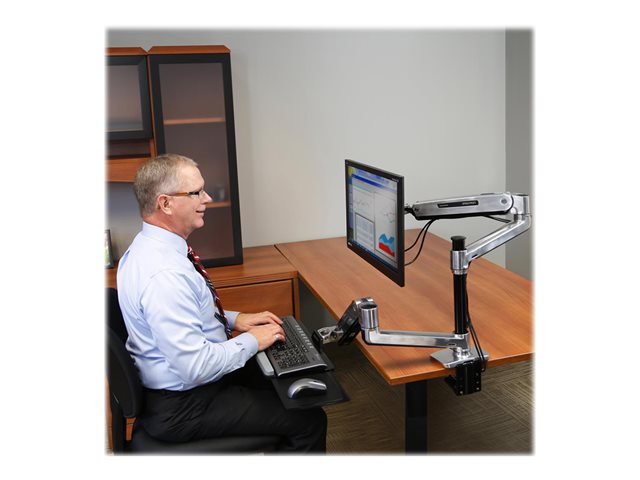 Ergotron LX - Mounting kit (extender arm, pole, VESA adapter, sit-stand arm, desk clamp base, grommet-mount base) - for LCD display - aluminium - polished aluminium - screen size: up to 42\" - desk-mountable