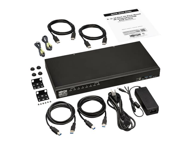 Eaton Tripp Lite series DisplayPort/USB KVM Switch 8-Port with Audio/Video and USB Peripheral Sharing, 4K 60 Hz, 1U Rack-Mount - KVM / audio / USB switch - 8 x KVM / audio / USB - 1 local user - rack-mountable