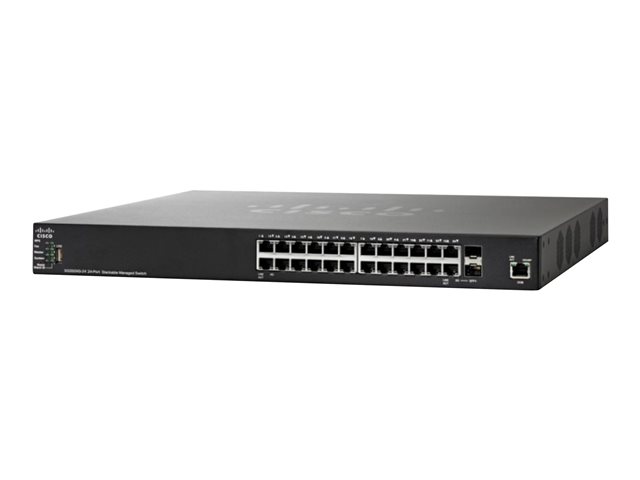 Cisco Small Business SG350X-24P - Switch - Managed - 24 x 10/100/1000 (PoE+) + 2 x combo 10 Gigabit SFP+ + 2 x 10 Gigabit SFP+ - rack-mountable - PoE+ (195 W) - remanufactured