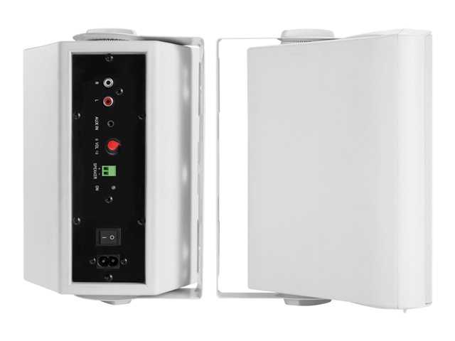VISION Professional Active 5.25\" Wall Speakers - LIFETIME WARRANTY - 2 x 15w (RMS) - 2-way - 1 x minijack input  / 1 x 2-Phono input (summed) - internal power supply - C wall brackets included - white