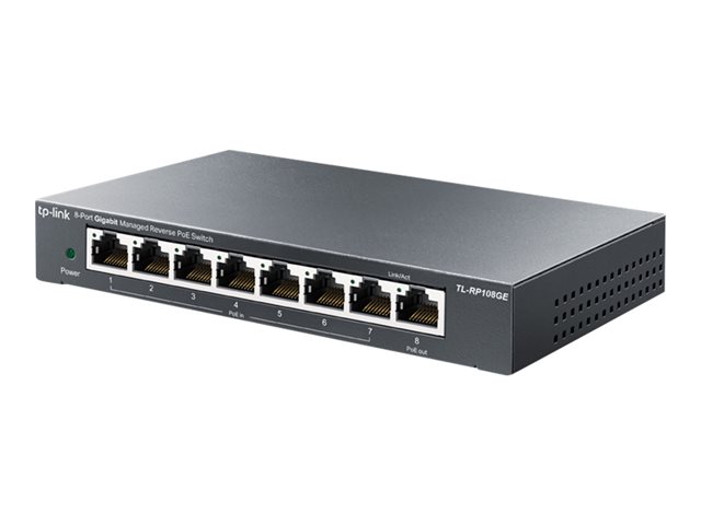 TP-Link TL-RP108GE - Switch - Managed - 7 x 10/100/1000 (PoE input) + 1 x 10/100/1000 (PoE output) - desktop - Reverse PoE