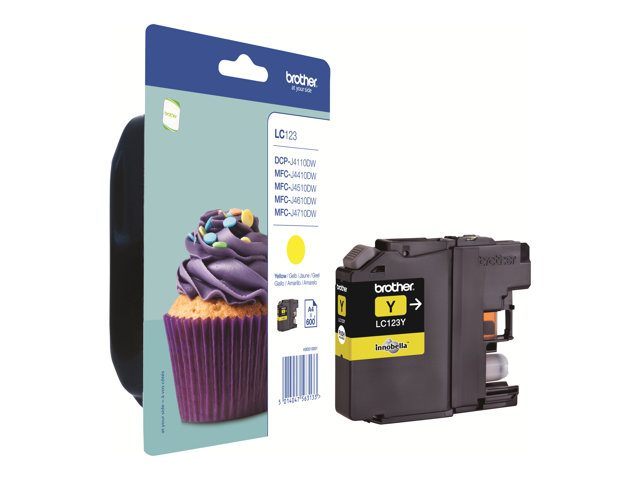 Brother LC123Y - High Yield - yellow - original - blister - ink cartridge - for Brother DCP-J100, J105, J132, J152, J552, J752, MFC-J245, J470, J650, J6520, J6720, J6920