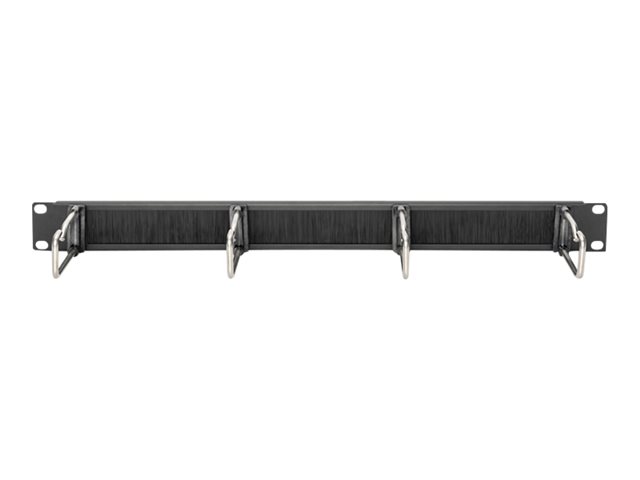 1U CABLE MANAGEMENT PANEL WITH BRUSH 4X STEEL RINGS 40X75 MM BLACK (RAL 9005)