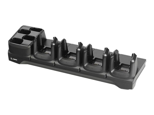 Four-slot charge-only cradle for MC3300 MC3300x MC3300ax MC3400 / MC3450 devices and 4 spare batteries. Sold separately Power Supply (PWR-BGA12V108W0WW) DC cable (CBL-DC-381A1-01) and AC line cord.