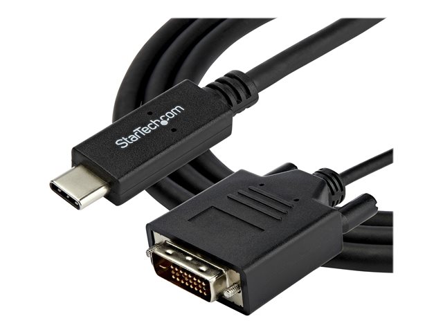 StarTech.com 3.3 ft / 1 m USB-C to DVI Cable - USB Type-C Video Adapter Cable - 1920 x 1200 - Black (CDP2DVIMM1MB) - USB / DVI cable - 24 pin USB-C (M) to DVI-D (M) - Thunderbolt 3 / USB 3.1 - 1 m - 1920 x 1200 (WUXGA) support - black - for P/N: TB4CDOCK