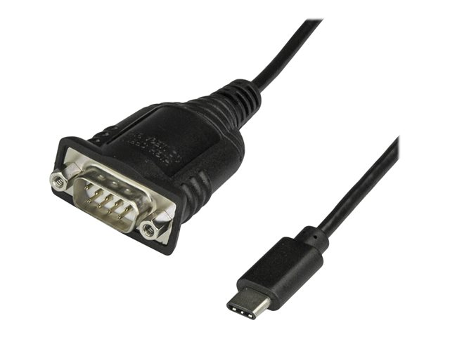 StarTech.com USB C to Serial Adapter Cable 16\" (40cm), USB Type C to RS232 (DB9) Converter Cable, USB-C Serial Cable for PLCs, Scanners, Receipt Printers, Male/Male, Windows/macOS/Linux - Up to 921.6 Kbps Baud - USB / serial cable - DB-9 (M) to 24 pin USB-C (M) - 40 cm - thumbscrews