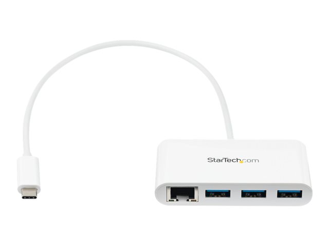 StarTech.com 3 Port USB C Hub w/ Gigabit Ethernet ? USB Type C to 3 x USB-A ? Multi Port USB 3.0 Hub for MacBook Pro (HB30C3A1GEA) - Hub - 3 x SuperSpeed USB 3.0 + 1 x 10/100/1000