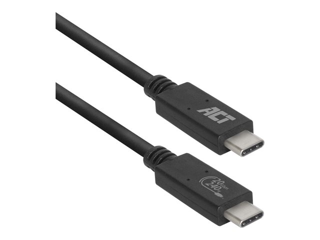 ACT - USB-kabel - 24 pin USB-C (M) naar 24 pin USB-C (M) - USB 2.0 / USB 3.2 / USB4 / Thunderbolt 3 - 5 / 9 / 12 / 15 / 20 / 28 / 36 / 48 V - 5 A - 1 m - ondersteunt 4k60 Hz, ondersteunt 5k60 Hz, ondersteunt maximaal 240 W-voeding, uitgebreid vermogensbereik (EPR) - zwart