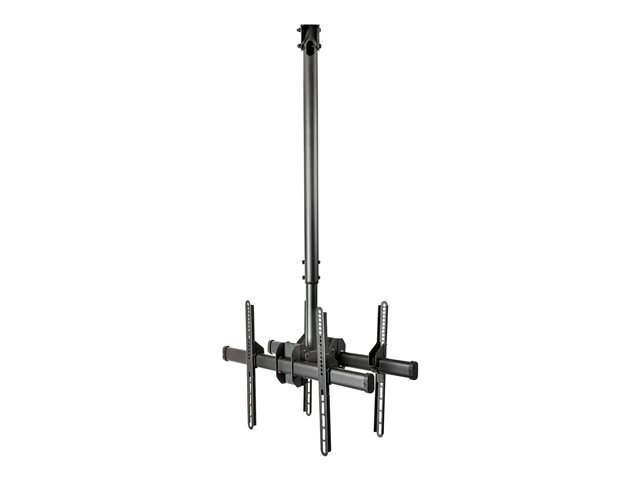 StarTech.com Dual TV Ceiling Mount, Back-to-Back Heavy Duty Hanging Dual Screen Mount with Adjustable Telescopic 3.5' to 5' Pole, Tilt/Swivel/Rotate, VESA Bracket for 32?-75\" Displays - Ceiling TV Bracket (FPCEILBTB) - Bracket - for flat panel - heavy duty steel - black - screen size: 32\"-75\" - ceiling mountable