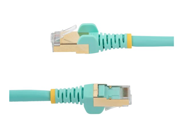 StarTech.com 3m CAT6A Ethernet Cable, 10 Gigabit Shielded Snagless RJ45 100W PoE Patch Cord, CAT 6A 10GbE STP Network Cable w/Strain Relief, Aqua, Fluke Tested/UL Certified Wiring/TIA - Category 6A - 26AWG (6ASPAT3MAQ) - Patch cable - RJ-45 (M) to RJ