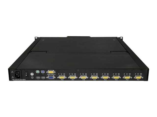 StarTech.com 8 Port Rackmount KVM Console with 6ft Cables, Integrated KVM Switch with 19\" LCD Monitor, Fully Featured 1U LCD KVM Drawer- OSD KVM, Durable 50,000 MTBF, USB + VGA Support - 19in. LCD KVM Console (RKCONS1908K) - KVM console with KVM switch - 8 ports - PS/2, USB - US - English (QWERTY) - 19\" - rack-mountable - 1280 x 1024 - 250 cd/m² - 1000:1 - VGA - black - 1U