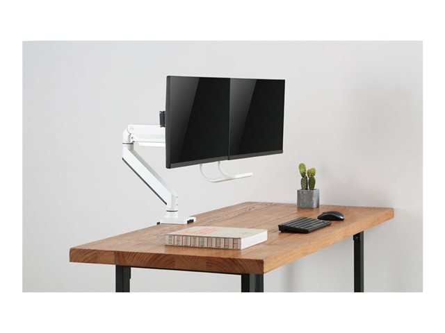 Neomounts NM-D775DX - Mounting kit - full-motion - for 2 LCD displays - aluminium - white - screen size: 10\"-32\" - clamp mountable, grommet, desk-mountable