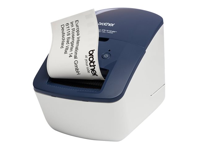 Brother QL-600B - Label printer - direct thermal - Roll (6.2 cm) - 300 x 300 dpi - up to 71 mm/sec - USB 2.0 - blue-white