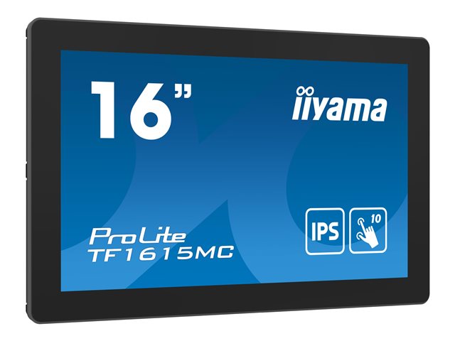 iiyama ProLite TF1615MC-B1 - LED monitor - 15.6\" - open frame - touchscreen - 1920 x 1080 Full HD (1080p) - IPS - 450 cd/m² - 1000:1 - 25 ms - HDMI, VGA, DisplayPort - black