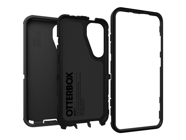 OtterBox Defender Series - Back cover for mobile phone - rugged - reinforced corners - silicone, memory foam - black - for Samsung Galaxy S25