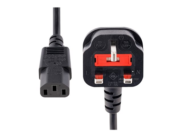 StarTech.com 6ft (1.8m) UK Computer Power Cable, 18AWG, BS 1363 to C13 Power Cord, 10A 250V, Black Replacement AC Power Cord, Monitor Power Cable, BS 1363 to IEC 60320 C13 Kettle Lead - PC Power Supply Cable - Power cable - power IEC 60320 C13 to BS 1363 (M) - 1.8 m - black - for P/N: KITBXAVHDPUK, KITBXDOCKPUK