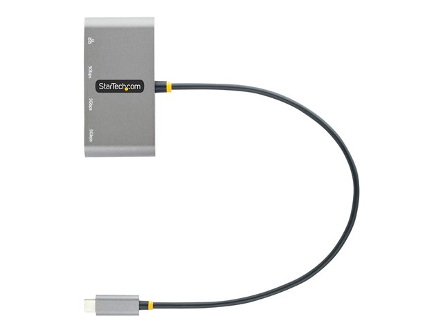 StarTech.com 3-Port USB-C Hub with Ethernet, 3x USB-A Ports, Gigabit Ethernet, USB 3.0 5Gbps, Bus-Powered, USB Type-C Hub w/ GbE and 1ft/30cm Long Cable, Portable USB-C to USB-A Laptop Hub - USB Expansion Hub (HB30C3A1GEA2) - Hub - 3 x SuperSpeed USB