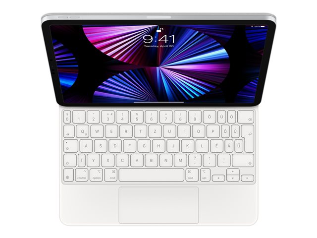 Apple Magic Keyboard - Keyboard and folio case - with trackpad - backlit - Apple Smart connector - QWERTY - Russian - white - for Apple 10.9-inch iPad Air (4th gen, 5th gen), 11-inch iPad Air (M2), 11-inch iPad Pro (1st gen, 2nd gen, 3rd gen, 4th gen)