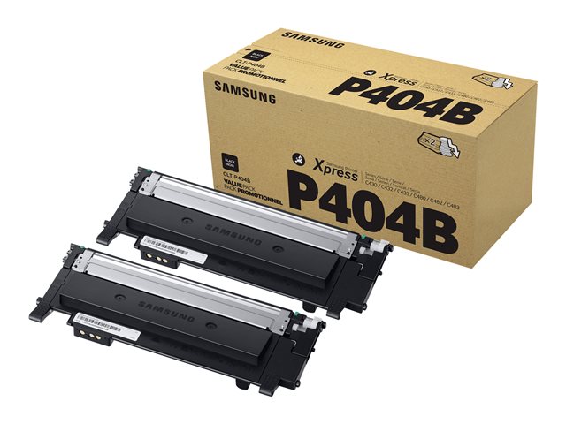 Samsung CLT-P404B - 2-pack - black - original - toner cartridge (SU364A) - for Samsung CLX-3302, 3303, 3304, 3307, Xpress SL-C432, C433, C462, C463, C467, C482, C483