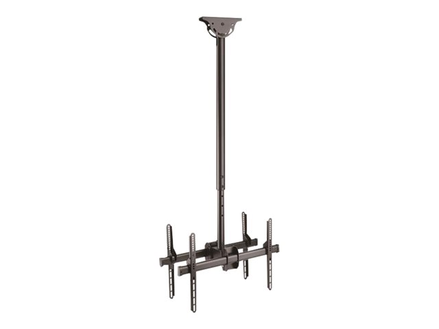 StarTech.com Dual TV Ceiling Mount, Back-to-Back Heavy Duty Hanging Dual Screen Mount with Adjustable Telescopic 3.5' to 5' Pole, Tilt/Swivel/Rotate, VESA Bracket for 32?-75\" Displays - Ceiling TV Bracket (FPCEILBTB) - Bracket - for flat panel - heavy duty steel - black - screen size: 32\"-75\" - ceiling mountable