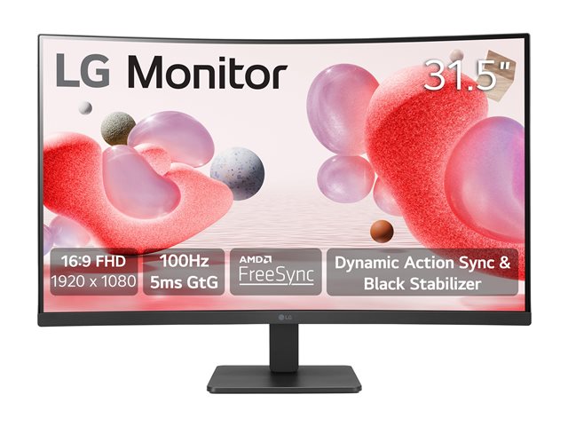 LG 32MR50C-B - LED monitor - curved - 32\" (31.5\" viewable) - 1920 x 1080 Full HD (1080p) @ 100 Hz - VA - 250 cd/m² - 3000:1 - 5 ms - 2xHDMI, VGA