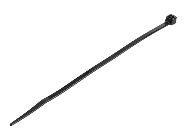 StarTech.com 15cm(6\") Cable Ties, 3mm(1/8\") wide, 39mm(1-3/8\") Bundle Diameter, 18kg(40lb) Tensile Strength, Nylon Self Locking Zip Ties with Curved Tip, 94V-2/UL Listed, 100 Pack, Black - Nylon 66 Plastic - TAA (CBMZT6B) - Cable tie - 15.24 cm - black - TAA Compliant (pack of 100)