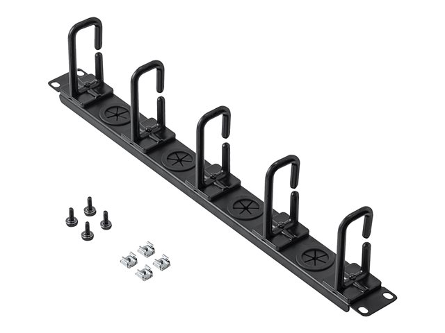 StarTech.com 1U 19\" Cable Management Organizer, D Ring Hook Network/Server Rack Cord Manager, Data Center Horizontal Wire Panel with Passthrough Holes with Mounting Hardware, EIA/ECA-310-E - 1U Ring Hook Organizer (CABLMANAGERH) - Rack cable management kit - 1U - 19\"