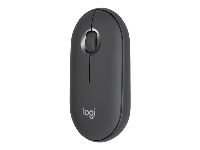 Logitech Pebble M350 - Mouse - optical - 3 buttons - wireless - Bluetooth, 2.4 GHz - USB wireless receiver - graphite