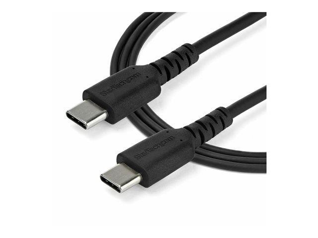 StarTech.com 1m USB C Charging Cable, Durable Fast Charge & Sync USB 2.0 Type C to USB C Laptop Charger Cord, TPE Jacket Aramid Fiber M/M 60W Black, Samsung S10, S20 iPad Pro MS Surface - Heavy Duty and Rugged - USB cable - 24 pin USB-C (M) straight to 24 pin USB-C (M) straight - Thunderbolt 3 / USB 2.0 - 1 m - black - for P/N: CDP2HDUACP2, SECTBLTDT