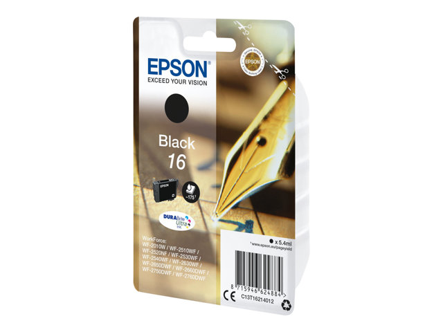 Epson 16 - 5.4 ml - black - original - ink cartridge - for WorkForce WF-2010, 2510, 2520, 2530, 2540, 2630, 2650, 2660, 2750, 2760