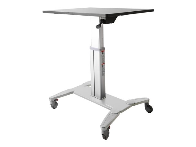 StarTech.com Mobile Standing Desk, Portable Sit Stand Ergonomic Height Adjustable Cart on Wheels, Rolling Computer/Laptop Workstation Table w/ Locking One-Touch Lift for Teachers/Student - Mobile Computer Table (STSCART) - Stand - for notebook / keyboard / mouse - black & silver - for P/N: ARMTBLTDT, ARMTBLTIW, ARMTBLTUGN
