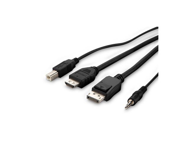 Belkin Secure KVM Combo Cable - Video / USB / audio cable - TAA Compliant - USB, mini jack, DVI-D, DisplayPort (M) to USB Type B, mini jack, HDMI, DisplayPort (M) - 1.83 m - passive, 4K support - black