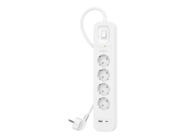 Belkin Connect - Surge protector - with USB-C and USB-A ports - output connectors: 4 - 2 m cord
