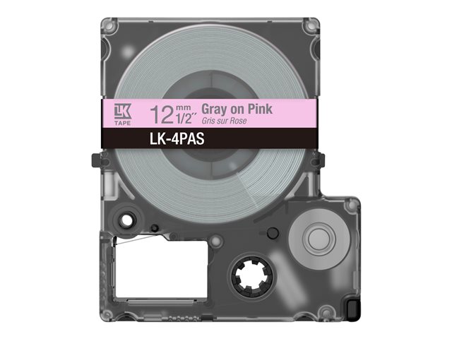 Epson LabelWorks LK-4PAS - Soft pink/grey - Roll (1.2 cm) 1 cassette(s) tape - for LabelWorks LW-C410, LW-C610