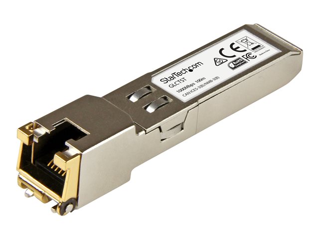 StarTech.com Extreme Networks 10050 Compatible SFP Module - 1000BASE-T - SFP to RJ45 Cat6/Cat5e - 1GE Gigabit Ethernet SFP - RJ-45 100m Mini GBIC Transceiver - Lifetime Warranty (10050-ST) - SFP (mini-GBIC) transceiver module (equivalent to: Extreme Networks 10050) - GigE - 10Base-T, 100Base-TX, 1000Base-T - RJ-45 - up to 100 m