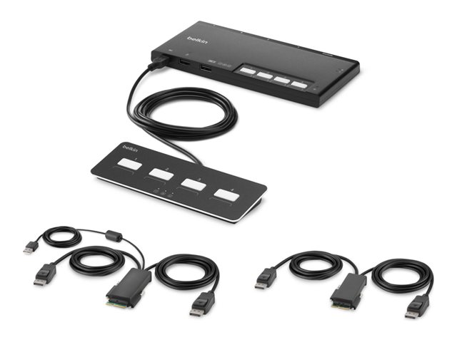 Belkin Modular Secure Dual Head - KVM switch - 4 x KVM port(s) - 1 local user - desktop - TAA Compliant