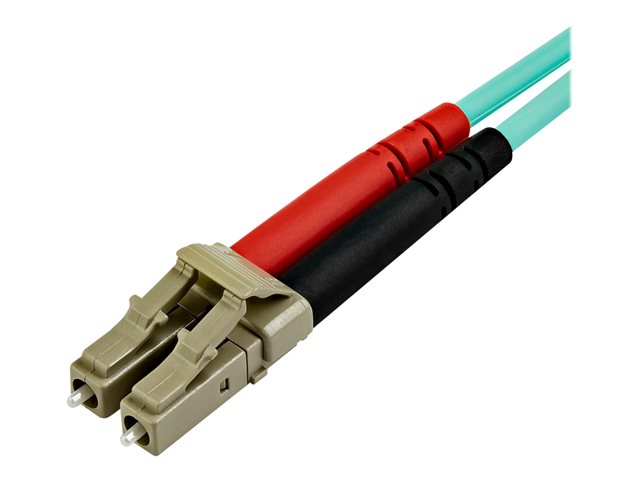 StarTech.com 10 m OM4 LC to LC Multimode Duplex Fiber Optic Patch Cable- Aqua - 50/125 - Fiber Optic Cable - 40/100Gb - LSZH (450FBLCLC10) - Patch cable - LC multi-mode (M) to LC multi-mode (M) - 10 m - fibre optic - duplex - 50 / 125 micron - OM4 - aqua