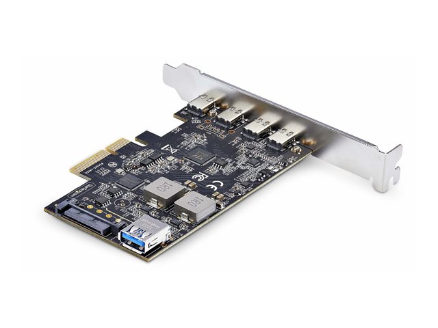 StarTech.com 5-Port USB PCIe Card, USB 3.2 10Gbps, PCI Express Card with 4x USB-C Ports, 1x USB-A Internal Port, USB PCIe Controller Card, Windows/macOS/Linux - USB adapter - PCIe 3.0 x4 - USB-C 3.2 Gen 1 x 4 + USB 3.2 Gen 1 x 1 - black
