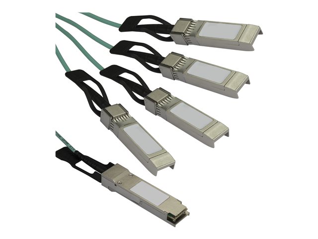 StarTech.com AOC Breakout Cable for Cisco QSFP-4X10G-AOC7M, 7m/23ft 40G 1x QSFP+ to 4x SFP+ AOC Cable, 40GbE/40Gb QSFP Plus Transceiver Module Active Optical Fiber Breakout Cable, C9300 - Lifetime Warranty (QSFP4X10GAO7) - Breakout cable - QSFP+ latched to SFP+ latched - 7 m - fibre optic - SFF-8431/SFF-8432/SFF-8436 - active - black