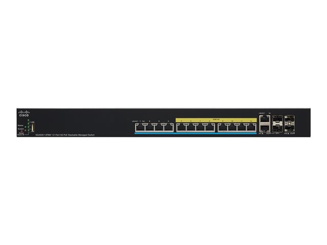 Cisco Small Business SG350X-12PMV - Switch - Managed - 12 x 100/1000/2.5G/5GBase-T (PoE+) + 2 x combo 10 Gigabit SFP+ + 2 x 10 Gigabit SFP+ - rack-mountable - PoE+ (375 W)