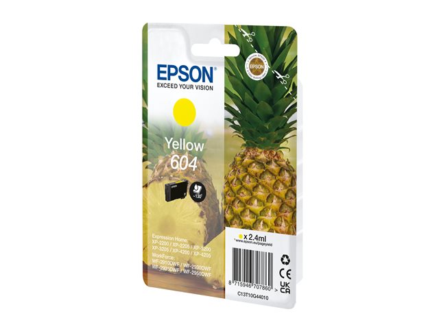 Epson 604 - 2.4 ml - yellow - original - blister - ink cartridge - for Expression Home XP-2200, 2205, 3200, 3205, 4200, 4205, WorkForce WF-2910, 2930, 2935, 2950
