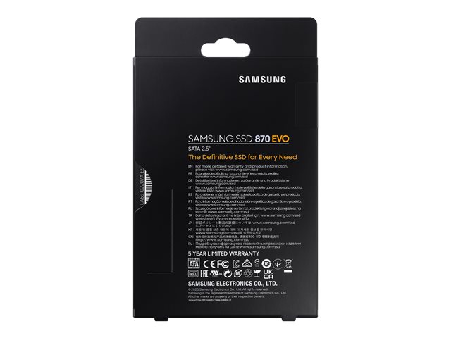 Samsung 870 EVO MZ-77E500B - SSD - encrypted - 500 GB - internal - 2.5\" - SATA 6Gb/s - buffer: 512 MB - 256-bit AES - TCG Opal Encryption