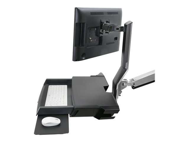 Ergotron StyleView Sit-Stand Combo Arm - Mounting kit (wrist rest, wall mount bracket, display mount, track mount bracket kit, slide-out mouse tray, combo arm, work surface with keyboard tray, scanner and mouse holder) - Constant Force Technology - for LCD display / PC equipment - medical - aluminium, high-grade plastic - polished aluminium - screen size: up to 24\"