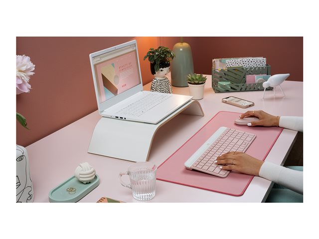 Logitech Slim Wireless Combo MK470 - Keyboard and mouse set - wireless - 2.4 GHz - AZERTY - French - rose