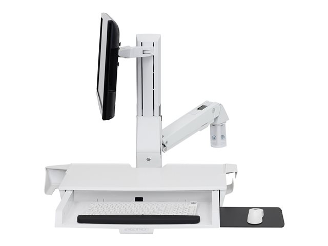Ergotron StyleView Sit-Stand Combo Arm - Mounting kit (wrist rest, wall mount bracket, display mount, track mount bracket kit, slide-out mouse tray, combo arm, work surface with keyboard tray, scanner and mouse holder) - Constant Force Technology - for LCD display / PC equipment - medical - aluminium, high-grade plastic - white - screen size: up to 24\"